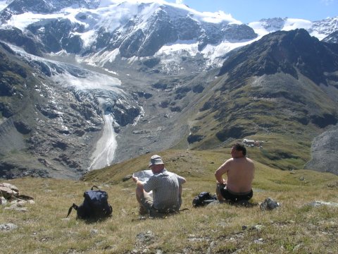 Fuldaer Hoehenweg (2542m): Herrlicher Blick zum Gletscher und zum Taschachhaus